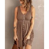 image:imageBTFBM Summer Dresses for Women 2026 Spring Clothes Sleeveless Crewneck Beach Vacation Outfits Mini Flowy Sun DressButtons Dark Khaki