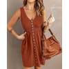 image:imageBTFBM Summer Dresses for Women 2026 Spring Clothes Sleeveless Crewneck Beach Vacation Outfits Mini Flowy Sun DressButtons Orange Red