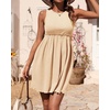 image:imageBTFBM Summer Dresses for Women 2026 Spring Clothes Sleeveless Crewneck Beach Vacation Outfits Mini Flowy Sun DressSolid Apricot