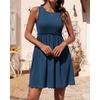 image:imageBTFBM Summer Dresses for Women 2026 Spring Clothes Sleeveless Crewneck Beach Vacation Outfits Mini Flowy Sun DressSolid Blue