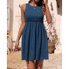 image:imageBTFBM Summer Dresses for Women 2026 Spring Clothes Sleeveless Crewneck Beach Vacation Outfits Mini Flowy Sun DressSolid Blue
