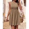 image:imageBTFBM Summer Dresses for Women 2026 Spring Clothes Sleeveless Crewneck Beach Vacation Outfits Mini Flowy Sun DressSolid Coffee
