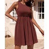 image:imageBTFBM Summer Dresses for Women 2026 Spring Clothes Sleeveless Crewneck Beach Vacation Outfits Mini Flowy Sun DressSolid Dark Brown