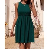 image:imageBTFBM Summer Dresses for Women 2026 Spring Clothes Sleeveless Crewneck Beach Vacation Outfits Mini Flowy Sun DressSolid Dark Green