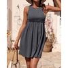 image:imageBTFBM Summer Dresses for Women 2026 Spring Clothes Sleeveless Crewneck Beach Vacation Outfits Mini Flowy Sun DressSolid Dark Grey