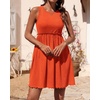 image:imageBTFBM Summer Dresses for Women 2026 Spring Clothes Sleeveless Crewneck Beach Vacation Outfits Mini Flowy Sun DressSolid Orange