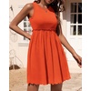 image:imageBTFBM Summer Dresses for Women 2026 Spring Clothes Sleeveless Crewneck Beach Vacation Outfits Mini Flowy Sun DressSolid Orange