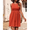 image:imageBTFBM Summer Dresses for Women 2026 Spring Clothes Sleeveless Crewneck Beach Vacation Outfits Mini Flowy Sun DressSolid Orange Red