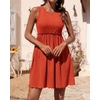 image:imageBTFBM Summer Dresses for Women 2026 Spring Clothes Sleeveless Crewneck Beach Vacation Outfits Mini Flowy Sun DressSolid Orange Red