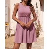 image:imageBTFBM Summer Dresses for Women 2026 Spring Clothes Sleeveless Crewneck Beach Vacation Outfits Mini Flowy Sun DressSolid Pink