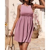 image:imageBTFBM Summer Dresses for Women 2026 Spring Clothes Sleeveless Crewneck Beach Vacation Outfits Mini Flowy Sun DressSolid Pink