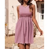 image:imageBTFBM Summer Dresses for Women 2026 Spring Clothes Sleeveless Crewneck Beach Vacation Outfits Mini Flowy Sun DressSolid Pink
