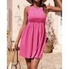 image:imageBTFBM Summer Dresses for Women 2026 Spring Clothes Sleeveless Crewneck Beach Vacation Outfits Mini Flowy Sun DressSolid Rose Pink