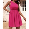 image:imageBTFBM Summer Dresses for Women 2026 Spring Clothes Sleeveless Crewneck Beach Vacation Outfits Mini Flowy Sun DressSolid Rose Red