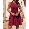 image:imageBTFBM Summer Dresses for Women 2026 Spring Clothes Sleeveless Crewneck Beach Vacation Outfits Mini Flowy Sun DressSolid Wine Red
