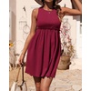 image:imageBTFBM Summer Dresses for Women 2026 Spring Clothes Sleeveless Crewneck Beach Vacation Outfits Mini Flowy Sun DressSolid Wine Red