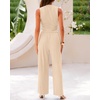 image:imageBTFBM Summer Outfits For Women 2026 Ribbed Sleeveless Tank Tops Wide Leg Pants 2 Piece Sets Lounge Set ClothingApricot