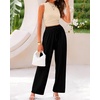 image:imageBTFBM Summer Outfits For Women 2026 Ribbed Sleeveless Tank Tops Wide Leg Pants 2 Piece Sets Lounge Set ClothingApricot Black