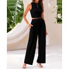image:imageBTFBM Summer Outfits For Women 2026 Ribbed Sleeveless Tank Tops Wide Leg Pants 2 Piece Sets Lounge Set ClothingBlack
