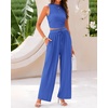 image:imageBTFBM Summer Outfits For Women 2026 Ribbed Sleeveless Tank Tops Wide Leg Pants 2 Piece Sets Lounge Set ClothingBlue