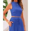 image:imageBTFBM Summer Outfits For Women 2026 Ribbed Sleeveless Tank Tops Wide Leg Pants 2 Piece Sets Lounge Set ClothingBlue