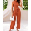 image:imageBTFBM Summer Outfits For Women 2026 Ribbed Sleeveless Tank Tops Wide Leg Pants 2 Piece Sets Lounge Set ClothingBrick Red