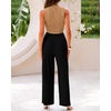 image:imageBTFBM Summer Outfits For Women 2026 Ribbed Sleeveless Tank Tops Wide Leg Pants 2 Piece Sets Lounge Set ClothingCamel Black