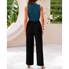 image:imageBTFBM Summer Outfits For Women 2026 Ribbed Sleeveless Tank Tops Wide Leg Pants 2 Piece Sets Lounge Set ClothingLake Blue Black