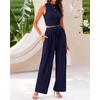 image:imageBTFBM Summer Outfits For Women 2026 Ribbed Sleeveless Tank Tops Wide Leg Pants 2 Piece Sets Lounge Set ClothingNavy