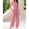 image:imageBTFBM Summer Outfits For Women 2026 Ribbed Sleeveless Tank Tops Wide Leg Pants 2 Piece Sets Lounge Set ClothingPink