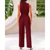 image:imageBTFBM Summer Outfits For Women 2026 Ribbed Sleeveless Tank Tops Wide Leg Pants 2 Piece Sets Lounge Set ClothingWine Red