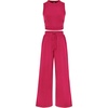image:imageBTFBM Summer Outfits For Women 2026 Ribbed Sleeveless Tank Tops Wide Leg Pants 2 Piece Sets Lounge Set ClothingRose Red