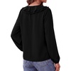image:imageBTFBM Womens Fall Tops Ruffle Blouses Dressy Casual  Double Ruffled Collar V Neck Long Sleeve Shirts Lightweight Fashion Clothing 2026 Trendy Daily Business Office Work ClothesBlack