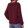 image:imageBTFBM Womens Fall Tops Ruffle Blouses Dressy Casual  Double Ruffled Collar V Neck Long Sleeve Shirts Lightweight Fashion Clothing 2026 Trendy Daily Business Office Work ClothesBurgundy