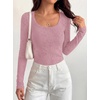 image:imageBTFBM Womens Long Sleeve Scoop Neck Shirts Floral Tops  Casual Women Fall Clothes Ribbed Slim Fitted TShirts y2k Fashion Clothing Concert Going Out Top Club Date Night OutfitsPink