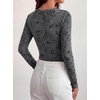 image:imageBTFBM Womens Long Sleeve Scoop Neck Shirts Floral Tops  Casual Women Fall Clothes Ribbed Slim Fitted TShirts y2k Fashion Clothing Concert Going Out Top Club Date Night OutfitsBlack Grey