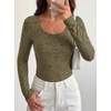 image:imageBTFBM Womens Long Sleeve Scoop Neck Shirts Floral Tops  Casual Women Fall Clothes Ribbed Slim Fitted TShirts y2k Fashion Clothing Concert Going Out Top Club Date Night OutfitsArmy Green