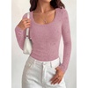 image:imageBTFBM Womens Long Sleeve Scoop Neck Shirts Floral Tops  Casual Women Fall Clothes Ribbed Slim Fitted TShirts y2k Fashion Clothing Concert Going Out Top Club Date Night OutfitsPink