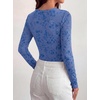 image:imageBTFBM Womens Long Sleeve Scoop Neck Shirts Floral Tops  Casual Women Fall Clothes Ribbed Slim Fitted TShirts y2k Fashion Clothing Concert Going Out Top Club Date Night OutfitsRoyal Blue