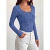 image:imageBTFBM Womens Long Sleeve Scoop Neck Shirts Floral Tops  Casual Women Fall Clothes Ribbed Slim Fitted TShirts y2k Fashion Clothing Concert Going Out Top Club Date Night OutfitsRoyal Blue