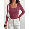image:imageBTFBM Womens Long Sleeve Scoop Neck Shirts Floral Tops  Casual Women Fall Clothes Ribbed Slim Fitted TShirts y2k Fashion Clothing Concert Going Out Top Club Date Night OutfitsBurgundy