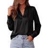 image:imageBTFBM Satin Blouses for Women Dressy Casual  LightweightV NeckLong Sleeve TopsGoing Out OutfitsFall Fashion ClothingBlack