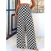 image:imageBTFBM Womens Checkered Palazzo Pants Wide Leg High Waisted Pockets Gingham Casual Lounge Pajama Trousers Summer OutfitsPlaid Black White