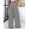 image:imageBTFBM Womens Checkered Palazzo Pants Wide Leg High Waisted Pockets Gingham Casual Lounge Pajama Trousers Summer OutfitsPlaid Black White