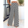 image:imageBTFBM Womens Checkered Palazzo Pants Wide Leg High Waisted Pockets Gingham Casual Lounge Pajama Trousers Summer OutfitsPlaid Black White