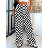 image:imageBTFBM Womens Checkered Palazzo Pants Wide Leg High Waisted Pockets Gingham Casual Lounge Pajama Trousers Summer OutfitsPlaid Black White