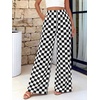 image:imageBTFBM Womens Checkered Palazzo Pants Wide Leg High Waisted Pockets Gingham Casual Lounge Pajama Trousers Summer OutfitsPlaid Black White