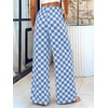 image:imageBTFBM Womens Checkered Palazzo Pants Wide Leg High Waisted Pockets Gingham Casual Lounge Pajama Trousers Summer OutfitsPlaid Blue