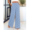 image:imageBTFBM Womens Checkered Palazzo Pants Wide Leg High Waisted Pockets Gingham Casual Lounge Pajama Trousers Summer OutfitsPlaid Blue