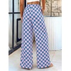 image:imageBTFBM Womens Checkered Palazzo Pants Wide Leg High Waisted Pockets Gingham Casual Lounge Pajama Trousers Summer OutfitsPlaid Blue Pink